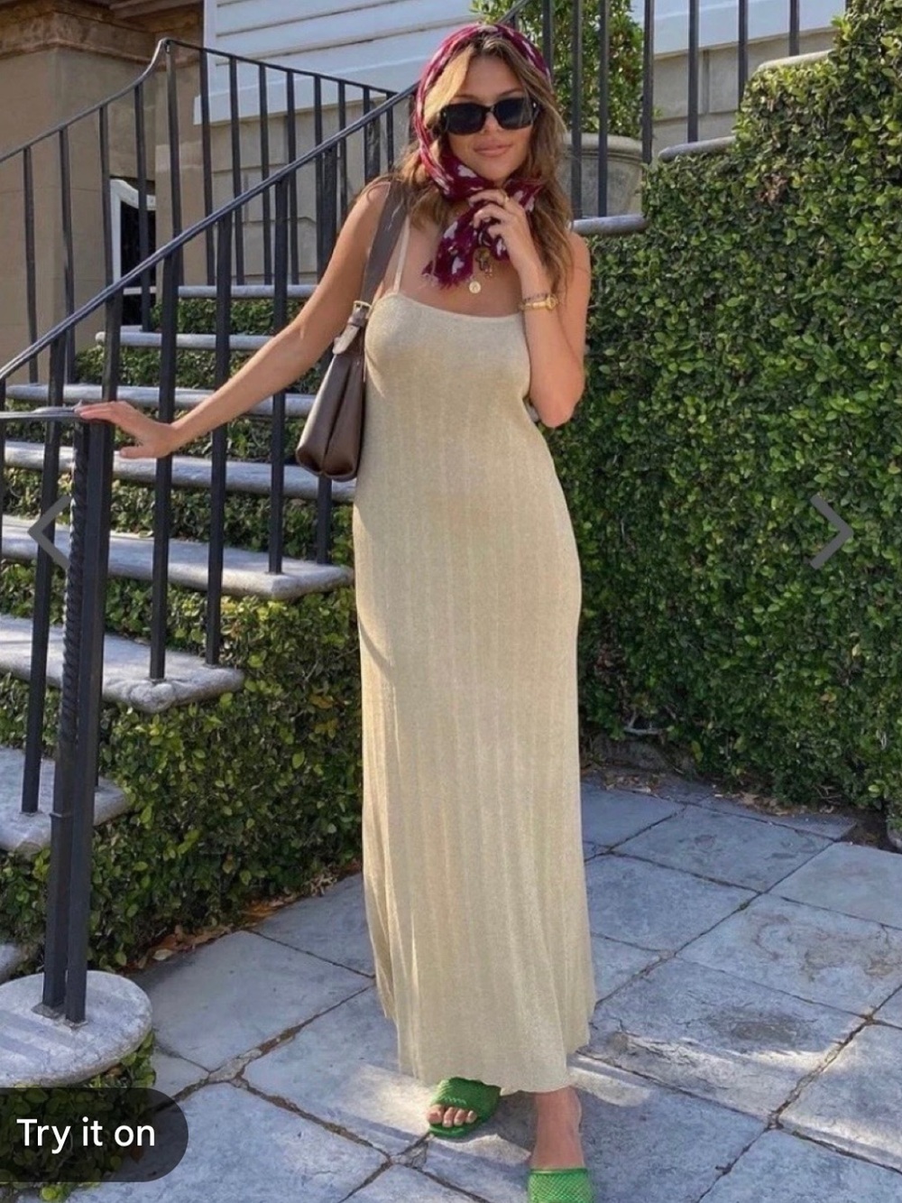 VRG GRL Gold Girl Slip Maxi Dress - Gold, size 6